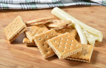 Crackers with melted cheese