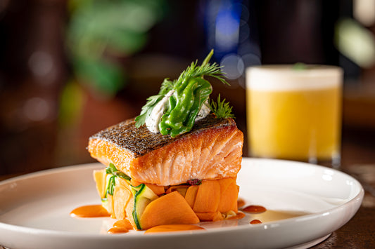 Salmón con calabaza y almendras