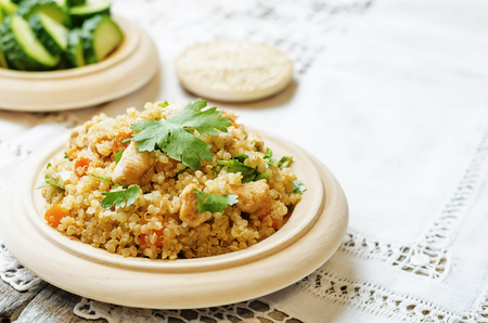 Healthy quinoa chicken paella