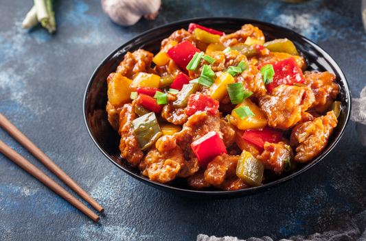 Pollo agridulce con mandarinas y nueces