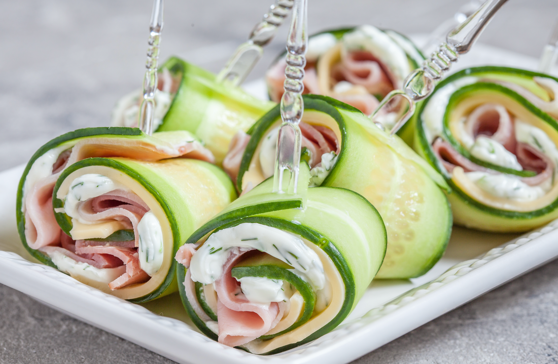 Rollito de pavo, queso y pepino