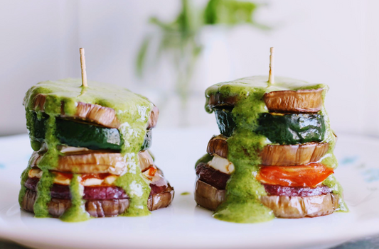 Brochetas de verduras al pesto