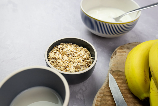 Avena con banana y almendras